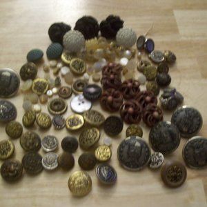 Exceptional Lot of Antique & Vintage Buttons plus bonus Brass Antiques